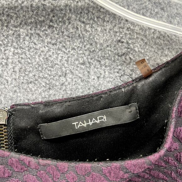 Tahari Dress Women 6 Purple Sheath Short Sleeve round neck lined back zipped - Picture 11 of 16